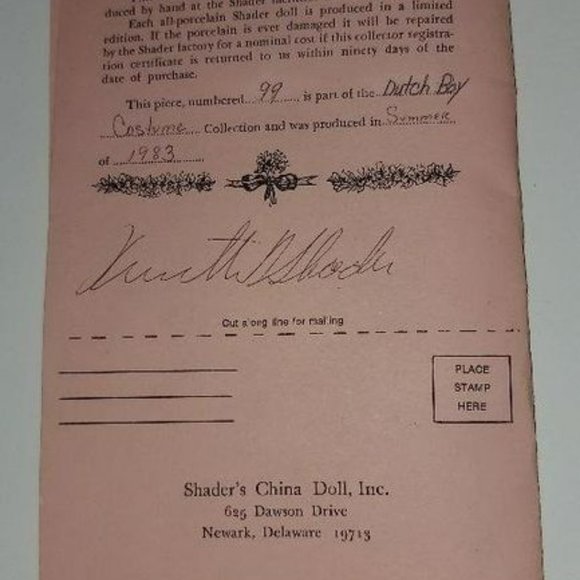 Kenneth Shader porcelain doll - Dutch Boy 15" COA - 1983 - Picture 3 of 7